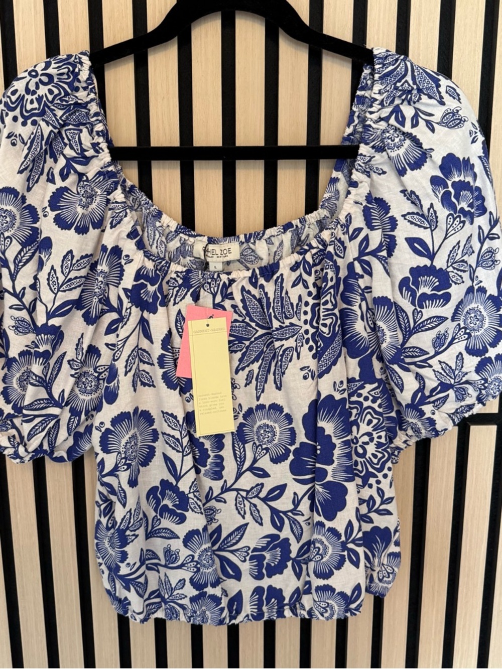 Blue Floral Peasant Top by